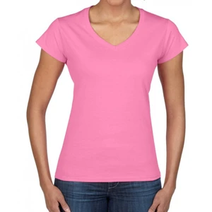 Women's Summer Casual T-Shirt Plus Size Short Sleeve with V-Neck Breathable Solid Pattern Customizable Logo