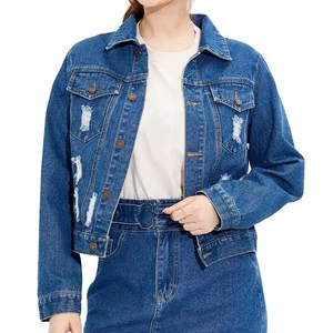 Manufacturer's Women's Casual Reversible Denim Jacket Polyester/Cotton Blend Solid Pattern Button Logo Decoration Breathable