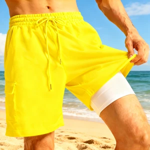 Full Customization Mens Swim Trunks with Shorts Swimming Trunks Stretch Suits Quick Dry Compression Liner Swim Cargo Boardshorts