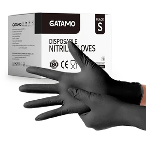 SN049 Food Grade Bulk Rubber Nitrile Gloves Powder Free Black Nitrile Gloves