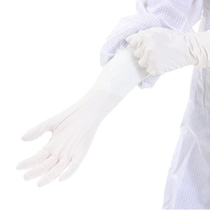 Disposable Nitrile Cleanroom Gloves Powder-free Antistatic White 4 Mil Thick 30CM Length Anti-Slip Bulk