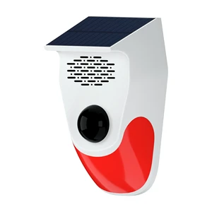 LEDEAST CT90Y Wireless Solar-Powered Motion Sensor Alarm Light 120dB Outdoor Security Siren with 8 Selectable Sound Modes