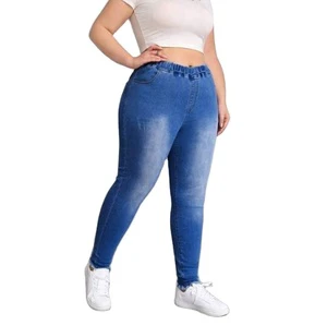 Wholesale Customized Plus Size Breathable Eco-Friendly Elastic Waist Skinny Sexy Women Denim Casual Jeans Pants