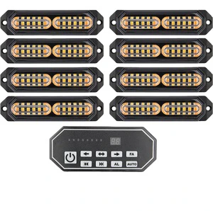 9 Key Switch Led Grille Strobe Lights Amber 20-flashing Mode Surface Mount 12-LED Mini Warning Grill Light Bar Multifunctional