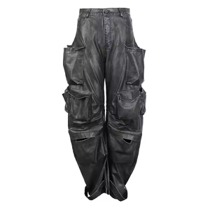 New Fashion High Street Denim Hip Hop Style Jumpsuit Set for Women Men Stonewashed Patchwork Cargo Jeans Wide Leg Pants