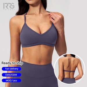 Roregal Women's Adjustable Halter Neck Sports Bra Brushed Quick-Dry Shockproof Yoga Bra For Gym Fitness