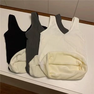 Slim Fit Sleeveless Thermal Camisole For Women Fleece Lined Thickened Warm Casual Vest Top Inner Outer Wear Autumn Winter