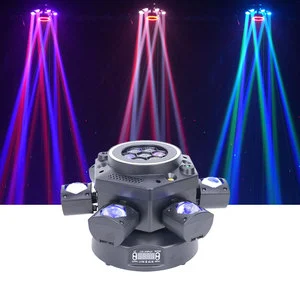 LED Stage Lights Six-Arm RGBW Laser Pattern DMX512 Control PVC Body Moving Head Party Beam Lights 120W IP33 Rated 6000K