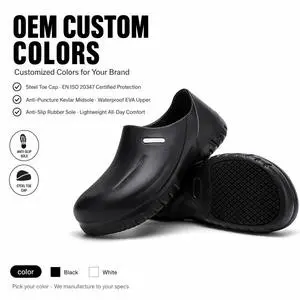 Steel Toe Cap Anti Impact Chef Safety Shoes With Anti-Puncture Midsole Waterproof Oil Resistant Anti Slip EVA Work Clogs