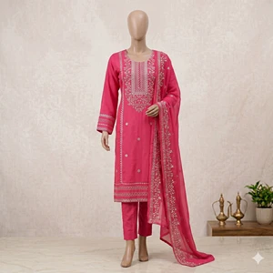 Cotton Suit Unstitched Dress Traditional 3-Piece Women's Suits Casual Summer Fit Length Pakistani Wear Wedding Party Quick Dry