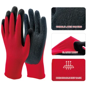 Durable Anti Cut Latex Safety Gloves - Non-Slip Crinkle Coated for Construction Auto Repair