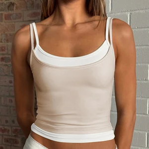 Custom Logo Breathable Active Stretch Workout Double Layer Fitness Yoga Tops Contrast Nylon Two Piece Strap Sexy Tank Tops