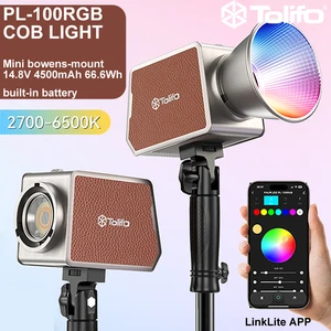 TOLIFO PL-100RGB 100W Chargeable RGB LED Video Light Portable COB Lighting for Content Creator Vlogger Studio Photography