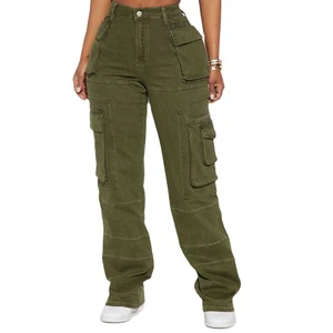 2023 New Fashion Women's Pants Trousers Casual Custom logo Cargo Boyfriend Denim Wide Leg Pants Jeans for Ladies Pants Women
