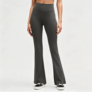 Custom Logo Bamboo Cotton Flare Yoga Pants Women Bootcut High Waisted Sports Pants Eco Friendly Gym Wear