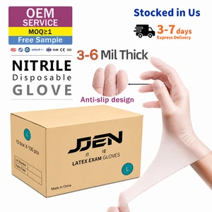 Nitrile Gloves Safety Free Sample Disposable Medic Powder Free Wholesale High Quality Blue Texture Finger Nitrile Gloves