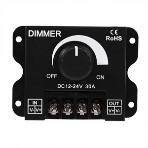 LED Strip Light with Dimmer Brightness Regulator Dimmer Rotary Switch 12V/24v30a/No Strobe