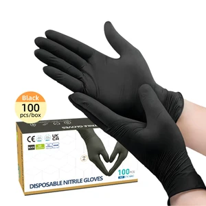 House-hold Green Box Wholesale Black Disposable Nitrile House-hold Gloves Powder-Free Anti-Slip High-Elasticity