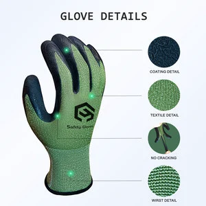 CY High Flexible Spandex Liner Foam Natural Latex Coated CE EN388 Approved Grip Crinkle Latex Dipped Safety Work Gloves