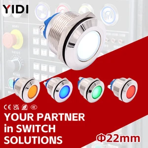 22mm Panel Mount Blue Red Green Metal Chrome IP64 Durable LED Indicator Light AC/DC 12V-24V-220V Screw Terminal