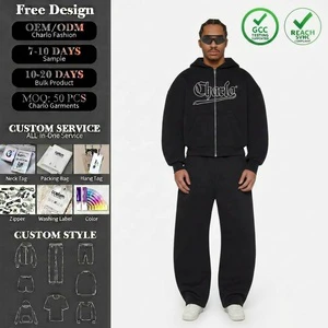 Custom Logo Heavyweight Men's Plus Size Casual Autumn Solid Tracksuit Oversized Hoodie Sweatpants Set Wholesale Two Piece Jogger