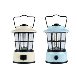 Wason Dual Light Sources LED Lantern Retro Style Bright Rechargeable Lamp Dimmable Warm White And Daylight Mode Camping Light