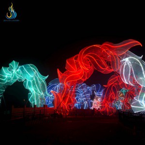 Custom Waterproof LED Bridge Light Sculpture Gradient Color Festival Lantern Installation for Outdoor Theme Park