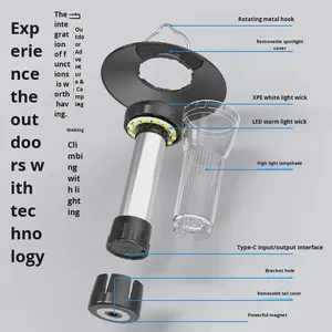 Outdoor Rechargeable Camping Lantern IP65 Portable LED Multi-Function Camp Atmosphere Light Tent Light Emergency Flashlight