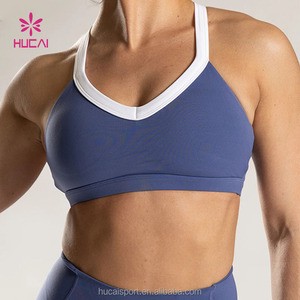 Custom High Impact V-Neckline Racerback Strap Yoga Bra Sustainable Recyclable Spandex Nylon Workout Fitness Women Gym Sports Bra