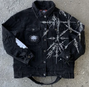 Custom Printed Wholesale Mens Black Heavy Denim Jean Jacket Man Plus Size Cotton Distressed Top Homme Jeans Jacket for Men