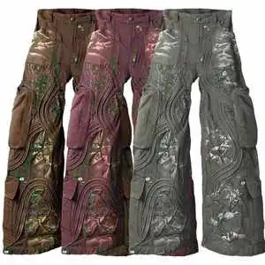 Custom High Street Waist Vintage Straight Leg Ripped Spandex Men's Jeans Plus Size Coated Denim Street Clothing Wholesale