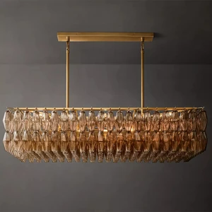 Chiara Clear Glass Rectangular Chandelier for Living Room Villa Dining Room Big Chandelier Luxury Lighting Decoration Home