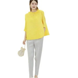 Miyake Pleated Women's High-end Casual All-round Suit; Elegant All-season Plain Color Pleated Loose Style Knitted Plus Size