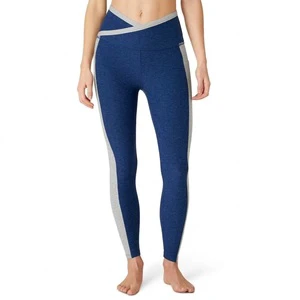 Yoga Leggings Stretch Fitness Gym Workout Pant Contrast Side Panel Slim Fit Activewear Running Training Breathable Athletic Wear