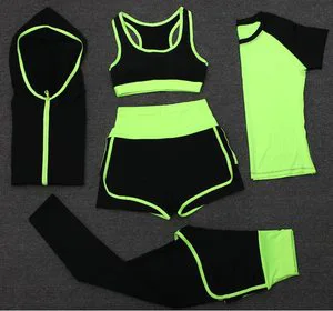 High Waist Plus Size Leopard Floral Waterproof Washed Yoga Sportswear 5-Piece Set Women Shorts Four-Way Stretch Quick Dry SMART