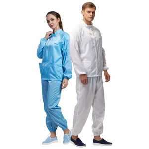 H-1106 Unisex Dustproof Lint-Free ESD Antistatic Cleanroom Suit with 80% Polyester+20% Cotton Level C Protection Washable