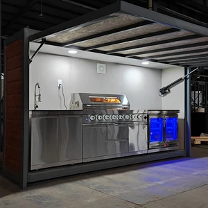 Modular Stainless Steel SS304 Kitchen Units With Closable Shed For Outdoor BBQ Grills