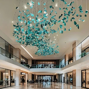 Factory OEM ODM Glass Pendant Chandelier Custom Color Sizes Modern Luxury Hotel Lobby Villa Decoration Pendant LED Chandelier