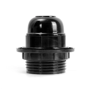 Black Bakelite Self-locking Cap Lighting Screw Base Socket E27 Lamp Holder