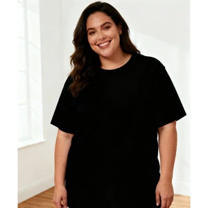 Plus Size Women's Jersey Cotton T-Shirt 180GSM Oversized Short Sleeves Crew Neck Solid Color Digital Printing Custom Design