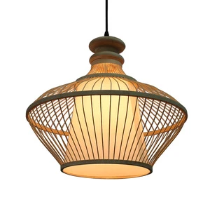 Asia Style Natural Bamboo Handcraft Pendant Lamp Rattan Chandelier Creative Classical Tea House Lantern Made in Chinese