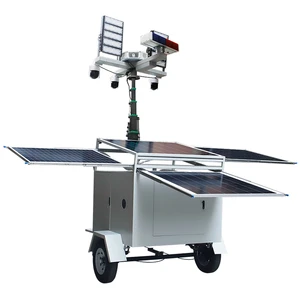 Off-Grid Solar LED Light Tower Trailer 9m Electric Telescopic Mast CCTV Camera IP65 Rated for Construction Mining Operations