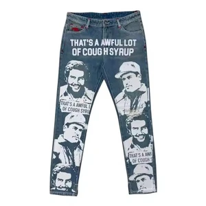 Men's Pants With Screen Printing Logos Embroidery Design Denim Pants Men's Trousers In Low MOQ High Quality Pant's