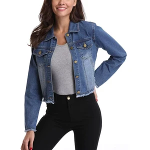 Factory Cheap Price Wholesale High Quality New Style Denim Jackets for Women Street Casual Jeans Jacket For Women