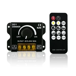 LED Dimmer Switch1 Channel DC24V Levels of Brightness Wireless Knob Dimmer Dimming Controller with Remote for Home Bar KTV