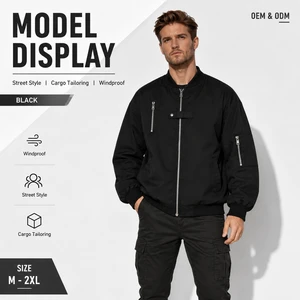 Men's Custom Made Vintage Bomber Jacket Stand Collar Denim Fabric Pakistan Manufacture Wholesale Price Latest Design Plain Dyed