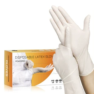 Factory Produced Low Price White Non-slip Sterile Powdered Disposable Medical Surgical Examination Latex Gloves