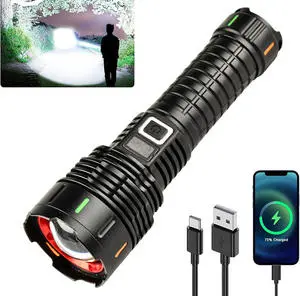 Brightenlux 1500m Long Range 20W LED Flashlight Rechargeable Zoom White Laser Torch Light Tactical Powerful Flashlight