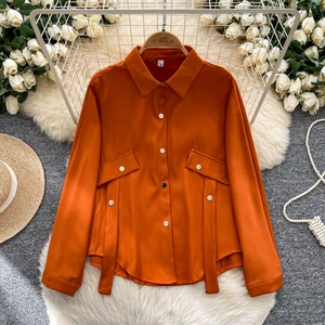 Autumn Full Sleeve Casual Blouses Women Solid Shirts Ladies Casual Tops Clothes Women Wholesale