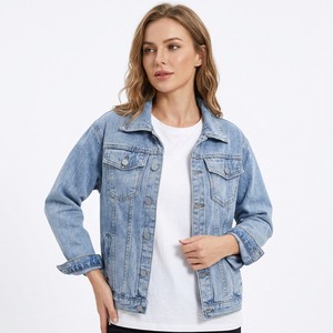 High Quality Solid Color Short Casual Jeans Women Denim Jackets Long Sleeve Jacket Coats Plus Size Outdoor Clothing